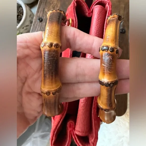 Gucci Red Suede Bamboo Mini Tote w/ Original Strap - Picture 6 of 13